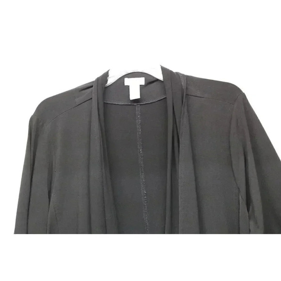 Chico's Women's Black Open Cardigan-3/4 Sleeves-Size 3 or XL - Picture 2 of 5